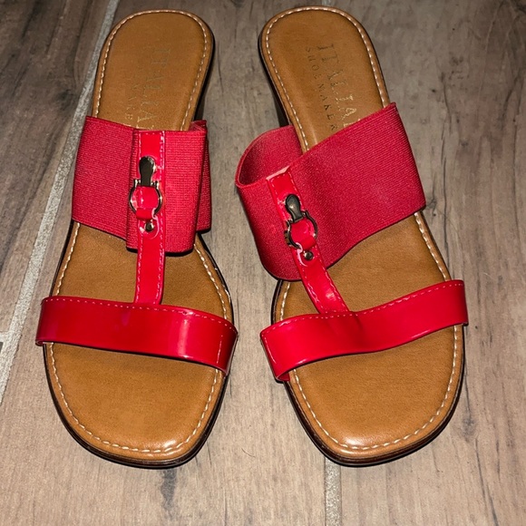 EUC red Italian shoemaker wedge sandals. - Picture 3 of 7